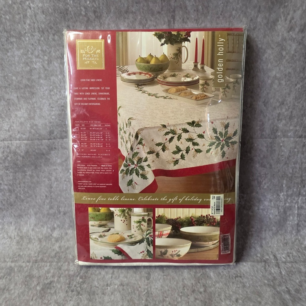 Lenox For The Holidays Golden Holly Tablecloth 70" Round Retired